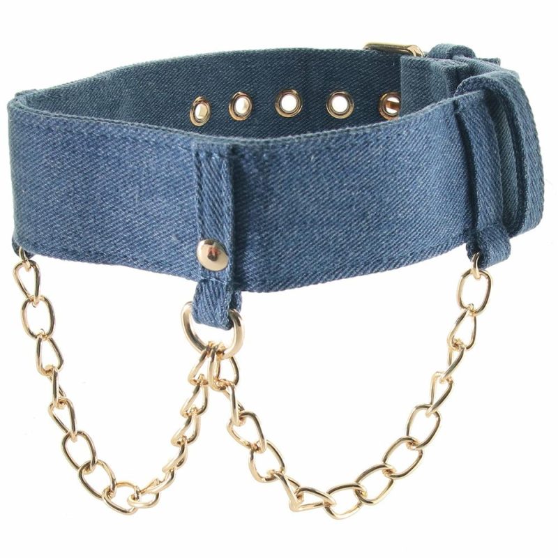 Bondage | Ride ‘Em Denim Collar With Leash Bondage Bondage