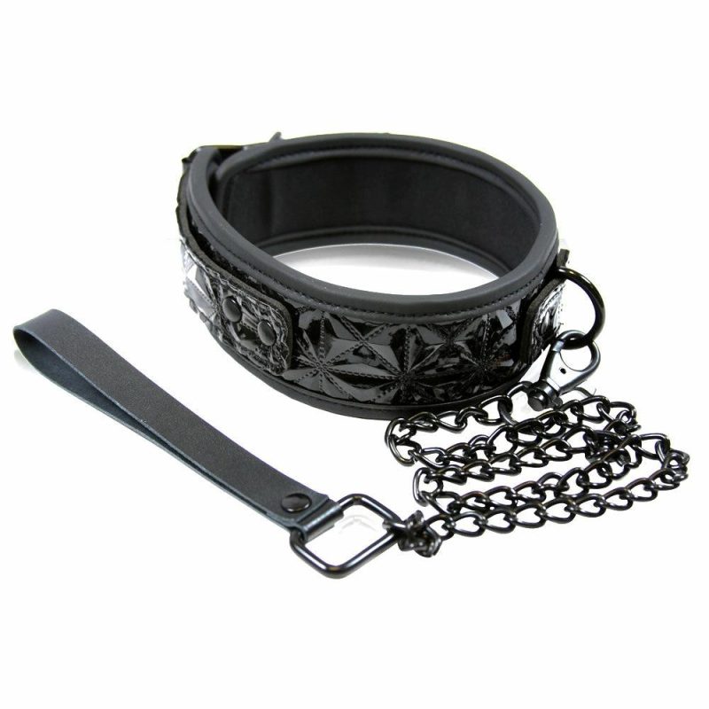 Bondage | Sinful Collar With Leash In Black Bondage Bondage