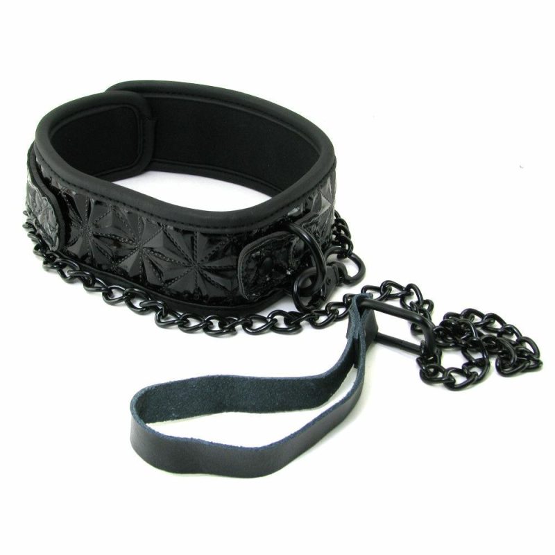 Bondage | Sinful Collar With Leash In Black Bondage Bondage