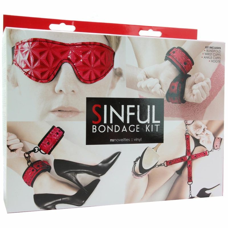 Bondage | Sinful Vinyl Bondage Kit In Red/Black Bondage Bondage