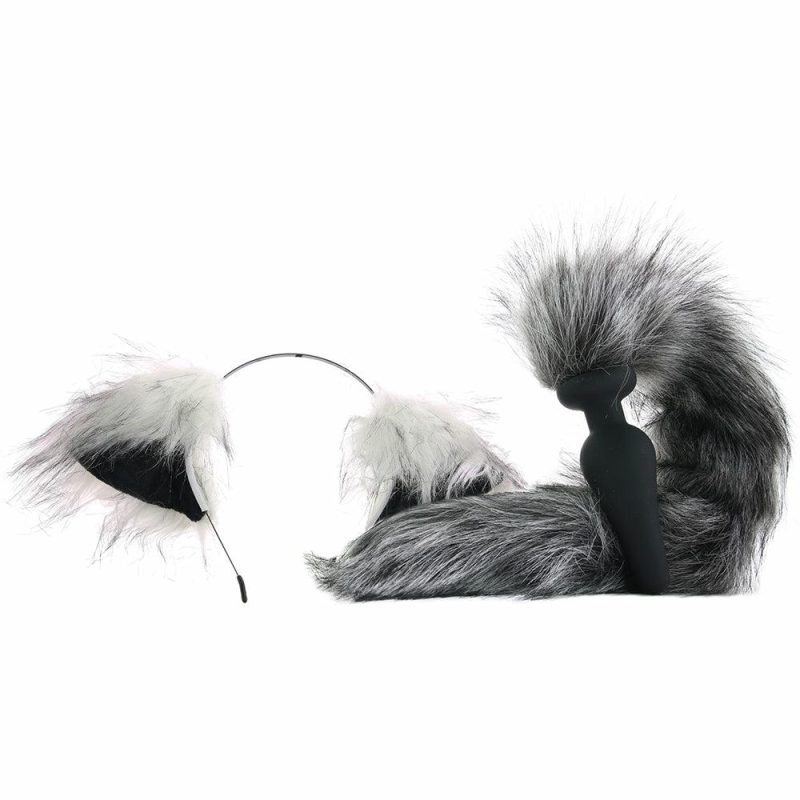 Bondage | Tailz Grey Wolf Tail Anal Plug & Ears Set Anal Sex Toys Anal Sex Toys