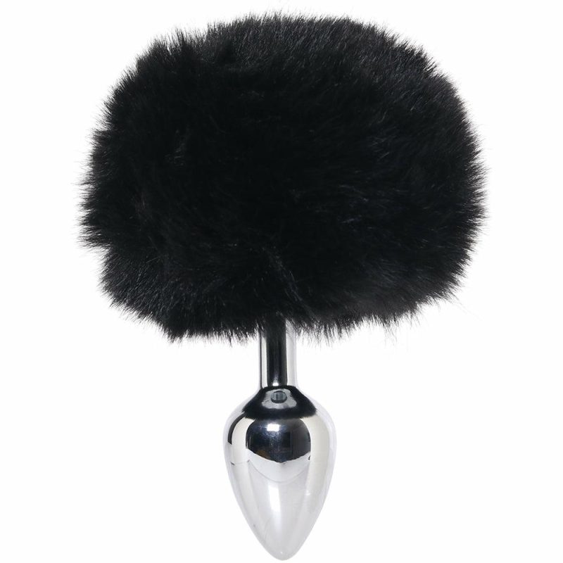 Bondage | Whipsmart 3 Inch Fluffy Bunny Metal Plug In Black Anal Sex Toys Anal Sex Toys