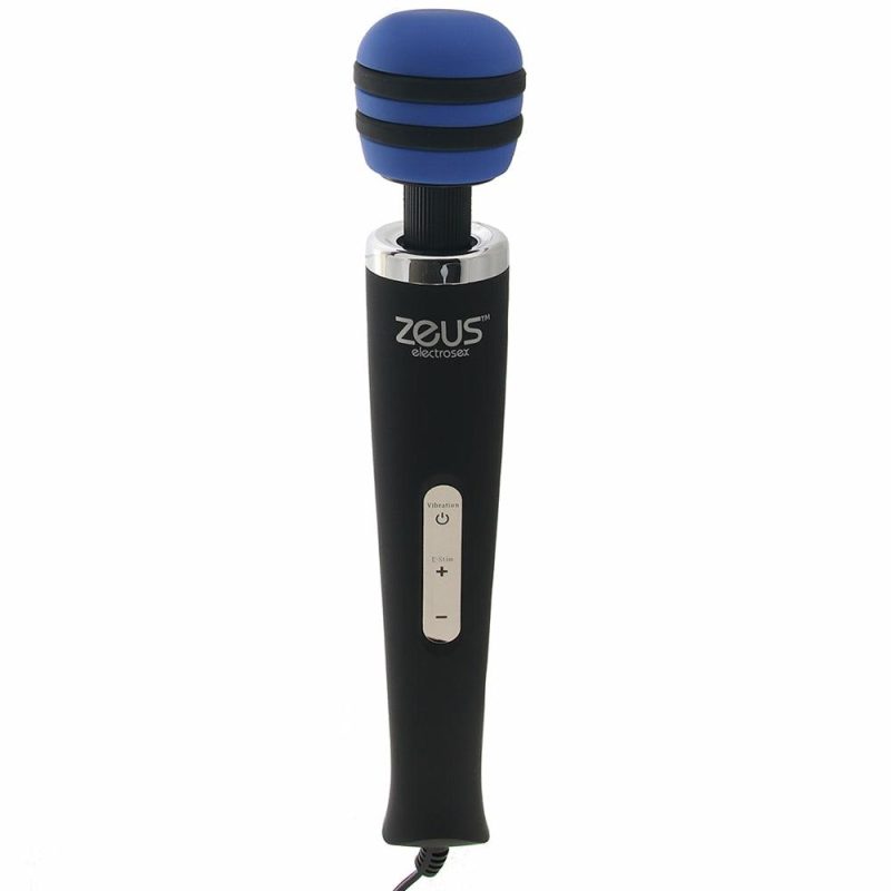 Bondage | Zeus Blue Arc Plug In E-Stim Vibrating Wand Bondage Black, Blue