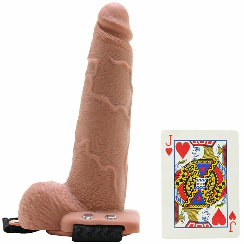 Dildos | 7.5 Inch Hollow Squirting Strap-On With Balls In Tan Dildos Dildos