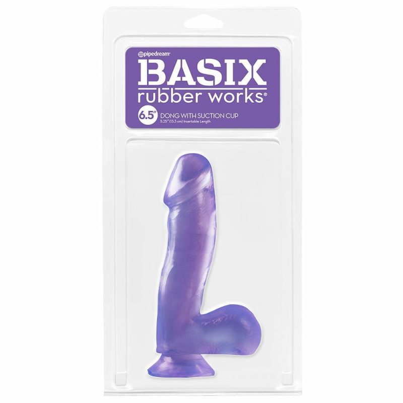 Dildos | Basix 6.5 Inch Suction Base Dildo In Purple Dildos Dildos