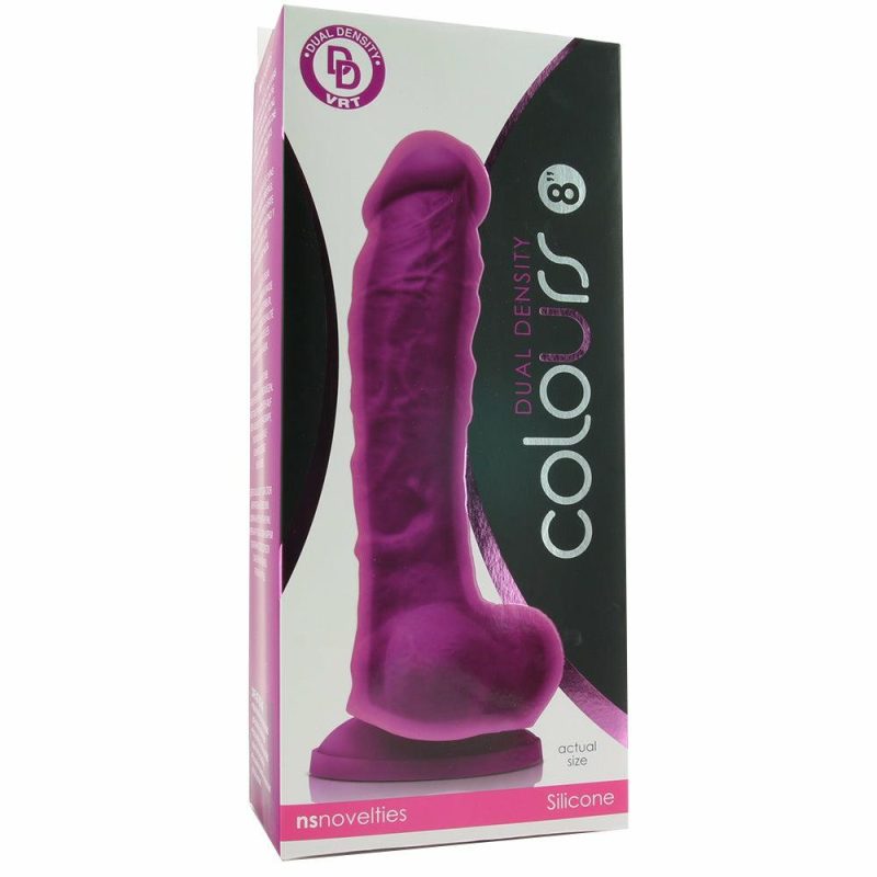 Dildos | Colours 8 Inch Dual Density Silicone Dildo In Purple Dildos Dildos