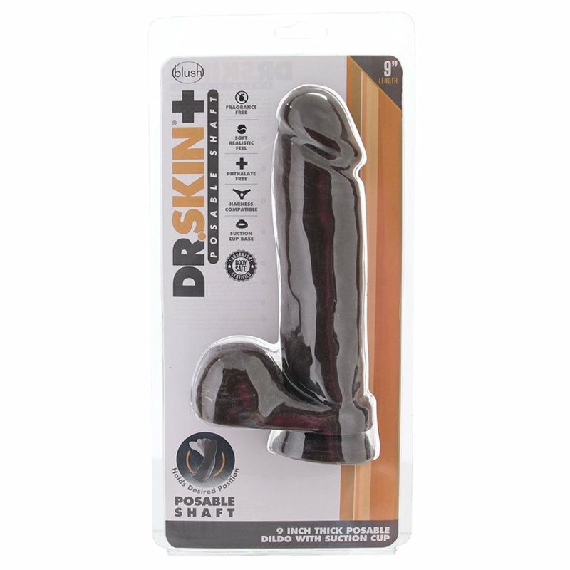 Dildos | Dr. Skin 9 Inch Thick Posable Ballsy Dildo In Chocolate Dildos Blush