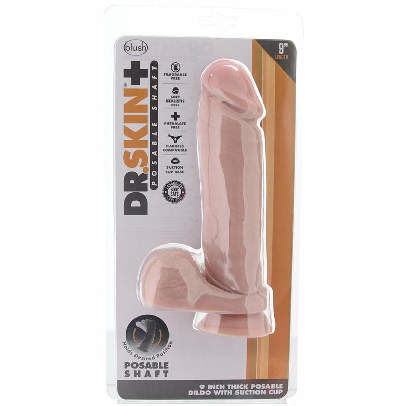 Dildos | Dr. Skin 9 Inch Thick Posable Ballsy Dildo In Vanilla Dildos Blush