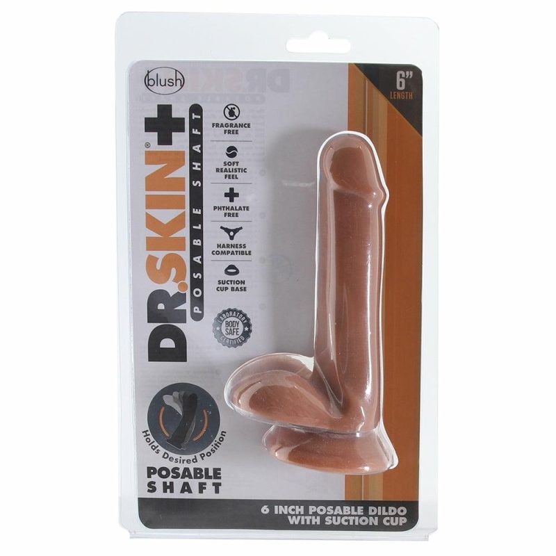 Dildos | Dr. Skin Plus 6 Inch Posable Dildo In Mocha Dildos Blush