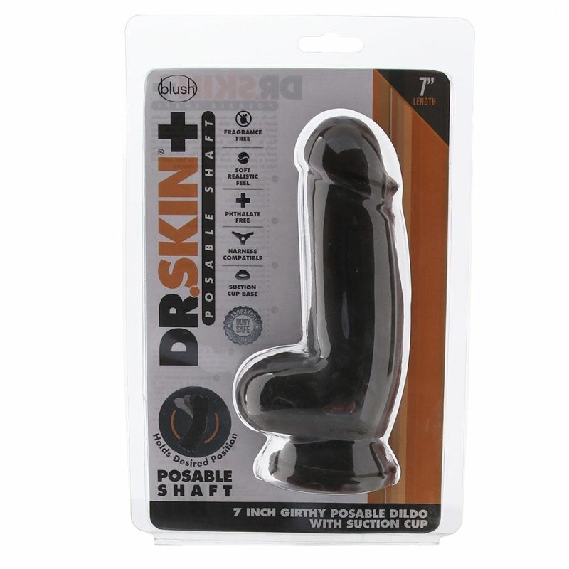 Dildos | Dr. Skin Plus 7 Inch Girthy Poseable Dildo In Chocolate Dildos Blush