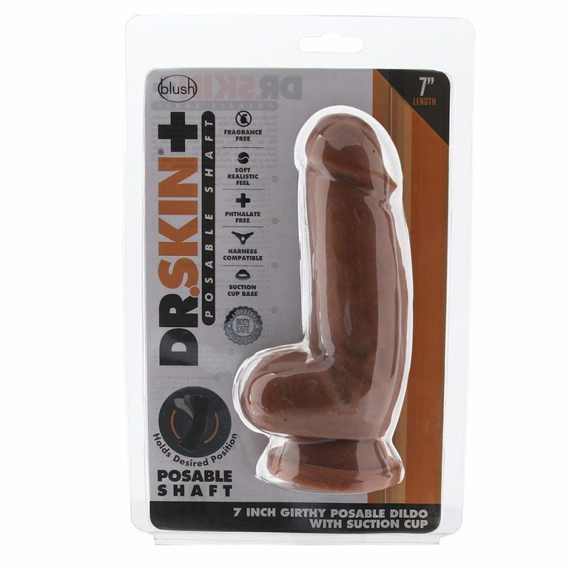 Dildos | Dr. Skin Plus 7 Inch Girthy Poseable Dildo In Mocha Dildos Blush