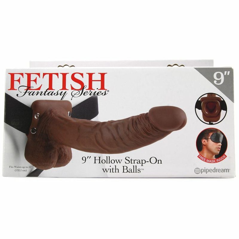 Dildos | Fetish Fantasy 9" Hollow Strap-On With Balls In Chocolate Dildos Dildos