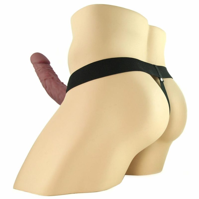 Dildos | Fetish Fantasy Vibrating 9 Inch Hollow Strap-On In Brown Dildos Black, Brown