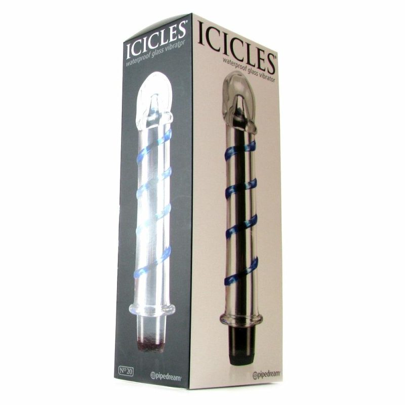 Dildos | Icicles No. 20 Vibrating Glass Dildo Dildos Blue, Clear