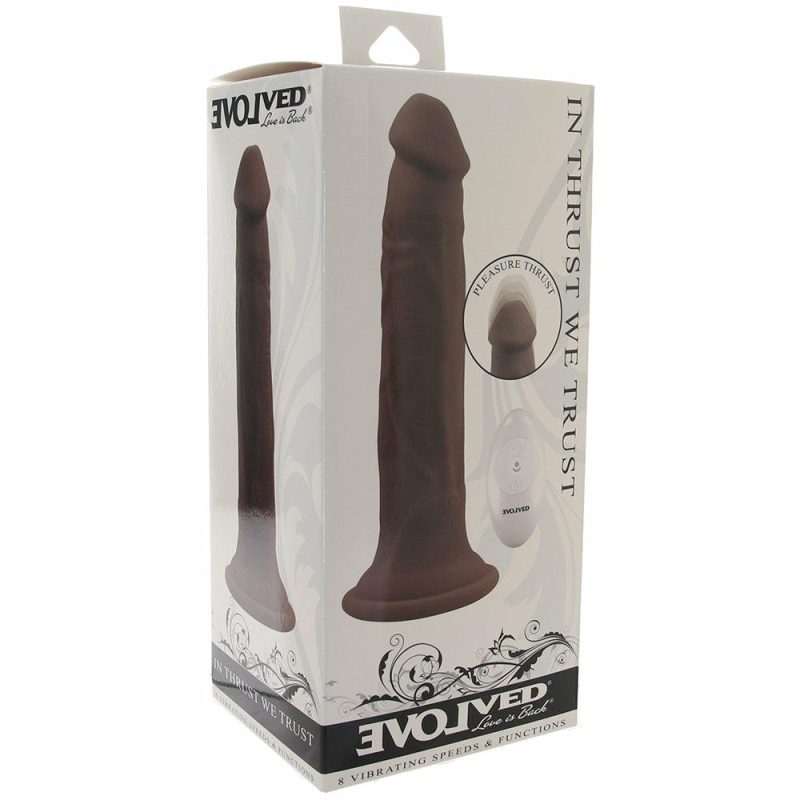 Dildos | In Thrust We Trust 9.5 Inch Thrusting Vibe In Dark Dildos Brown