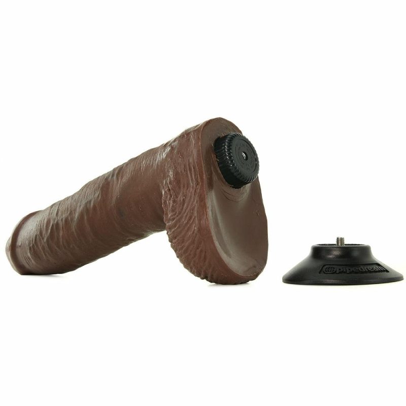 Dildos | King Cock 10 Inch Vibrating Dildo With Balls In Brown Dildos Brown