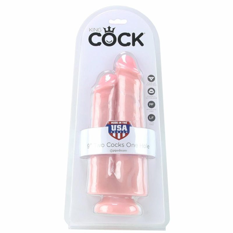 Dildos | King Cock 9 Inch Two Cocks One Hole Dildo In Vanilla Dildos Dildos