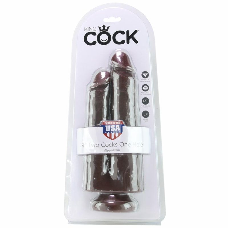 Dildos | King Cock 9" Two Cocks One Hole Dildo In Chocolate Dildos Dildos