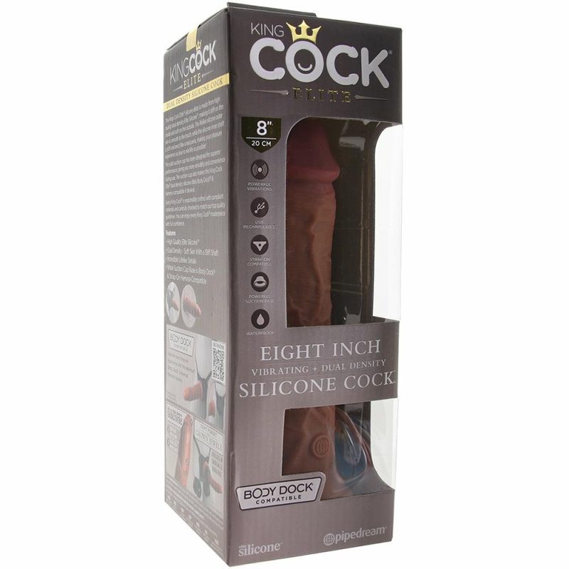 Dildos | King Cock Elite Dual Density 8 Inch Silicone Vibe In Tan Dildos Brown