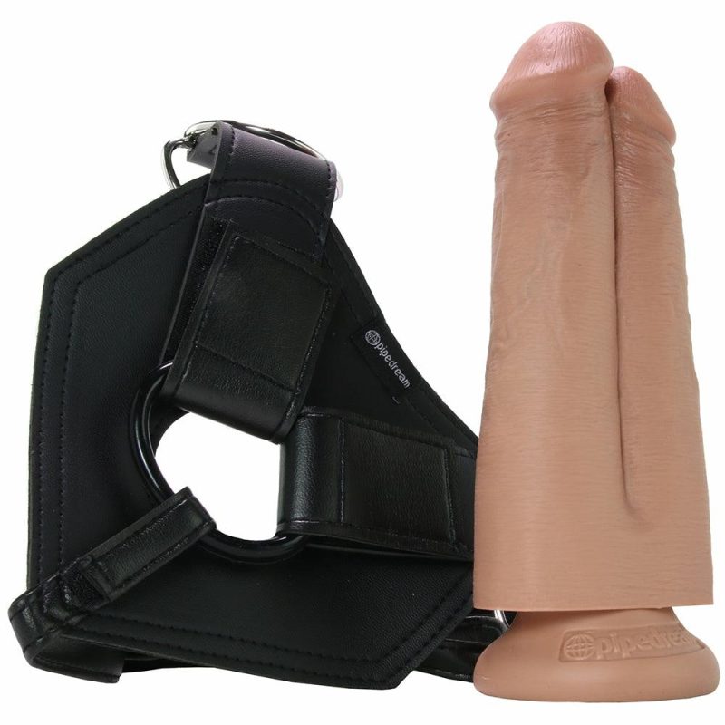 Dildos | King Cock Harness With 7" Two Cocks One Hole In Caramel Dildos Dildos