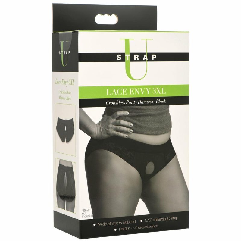 Dildos | Lace Envy Black Crotchless Panty Harness In 3X Dildos Dildos