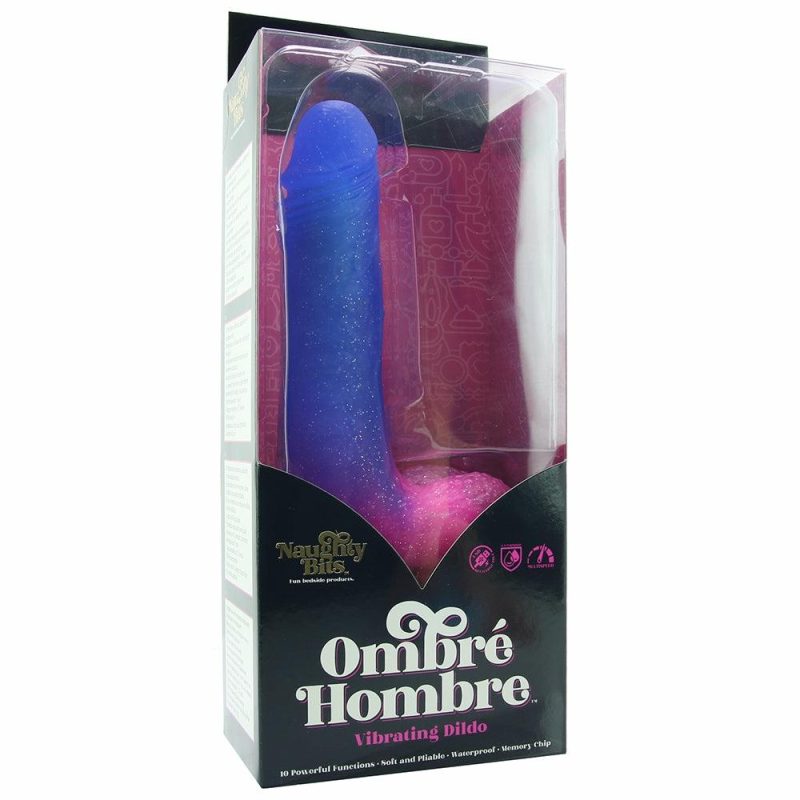 Dildos | Naughty Bits Ombré Hombre Vibrating Dildo Dildos Blue, Pink, Purple