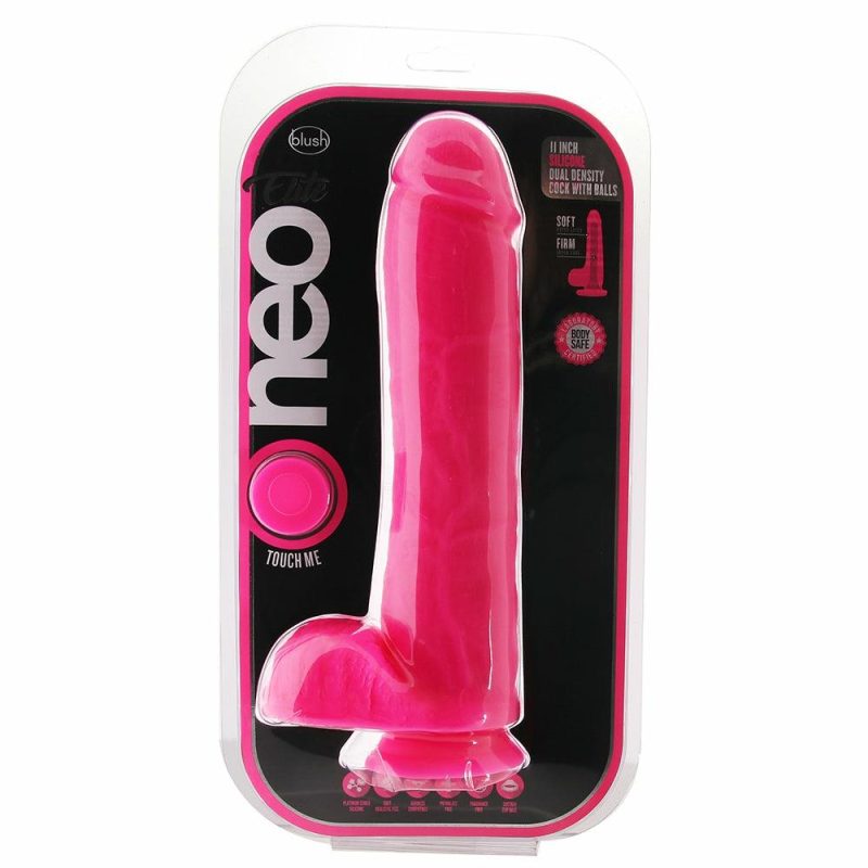 Dildos | Neo Elite 11 Inch Silicone Ballsy Dildo In Pink Dildos Blush