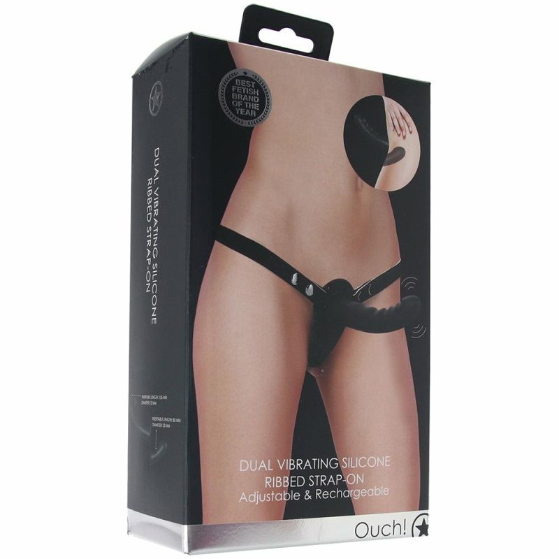 Dildos | Ouch! Adjustable Ribbed Dual Silicone Strap-On Dildos Dildos