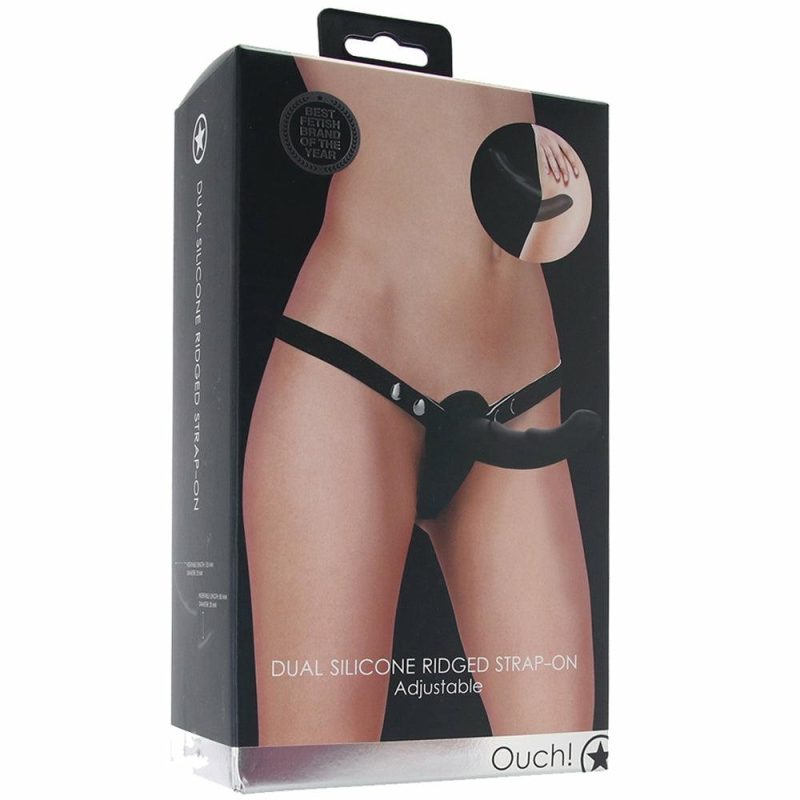 Dildos | Ouch! Adjustable Ridged Dual Silicone Strap-On Dildos Dildos