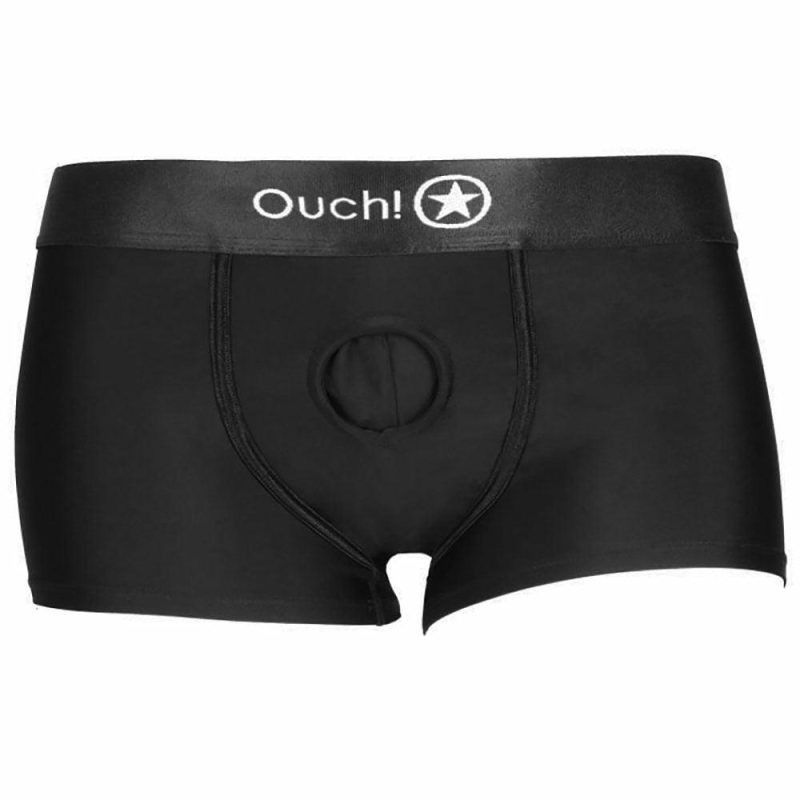 Dildos | Ouch! Black Vibrating Strap-On Boxer In M/L Dildos Dildos