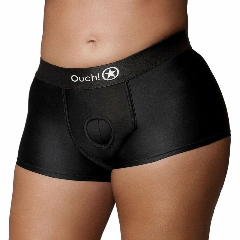 Dildos | Ouch! Black Vibrating Strap-On Boxer In Xl/2X Dildos Dildos