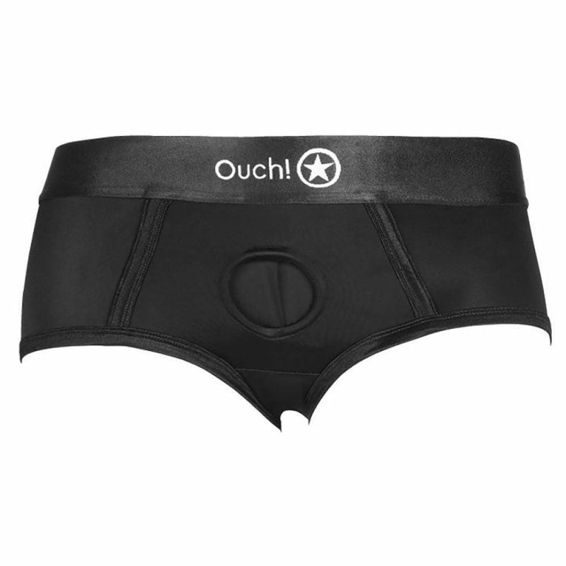 Dildos | Ouch! Black Vibrating Strap-On Brief In M/L Dildos Dildos