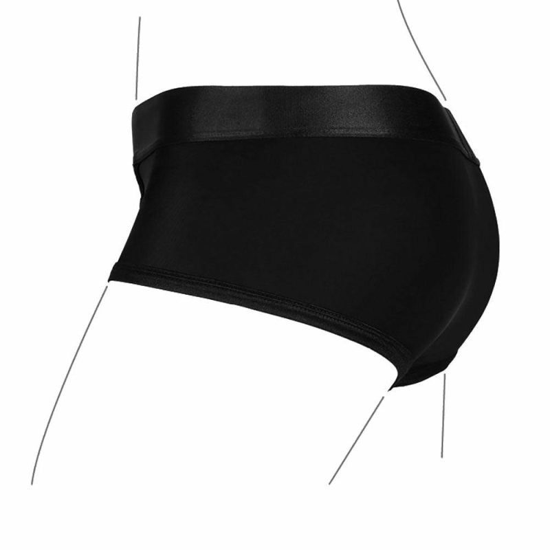 Dildos | Ouch! Black Vibrating Strap-On Brief In M/L Dildos Dildos