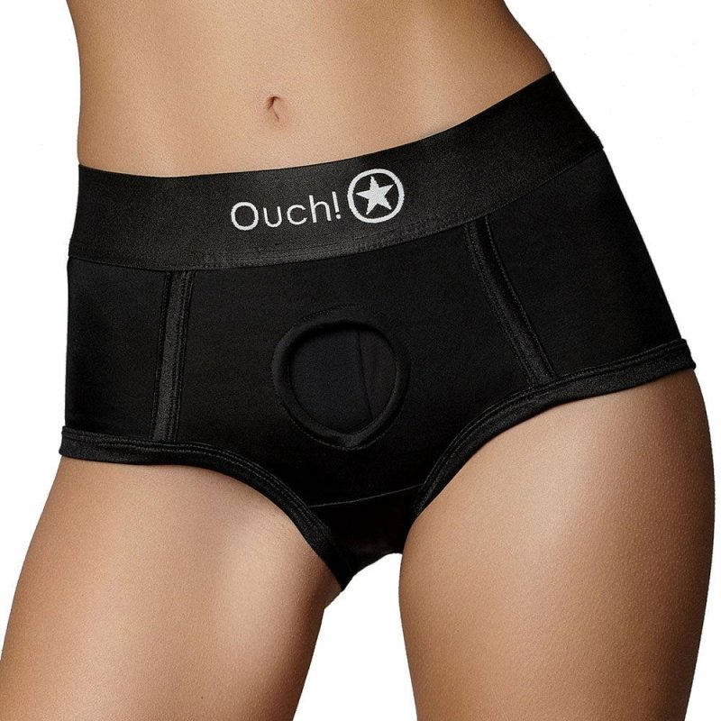 Dildos | Ouch! Black Vibrating Strap-On Brief In Xs/S Dildos Dildos