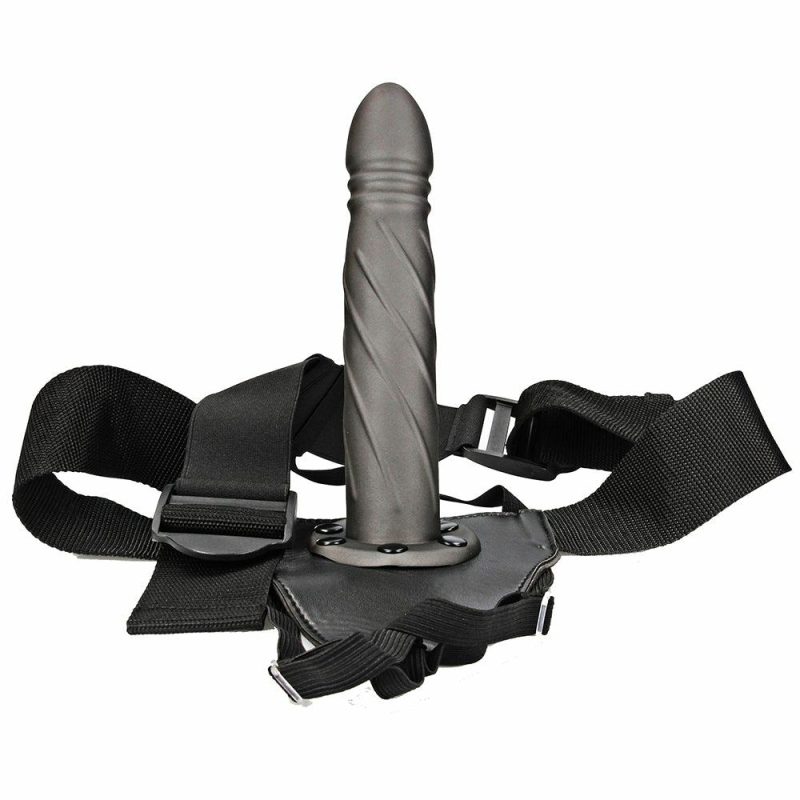 Dildos | Ouch! Twisted 8 Inch Hollow Strap-On In Gunmetal Dildos Dildos