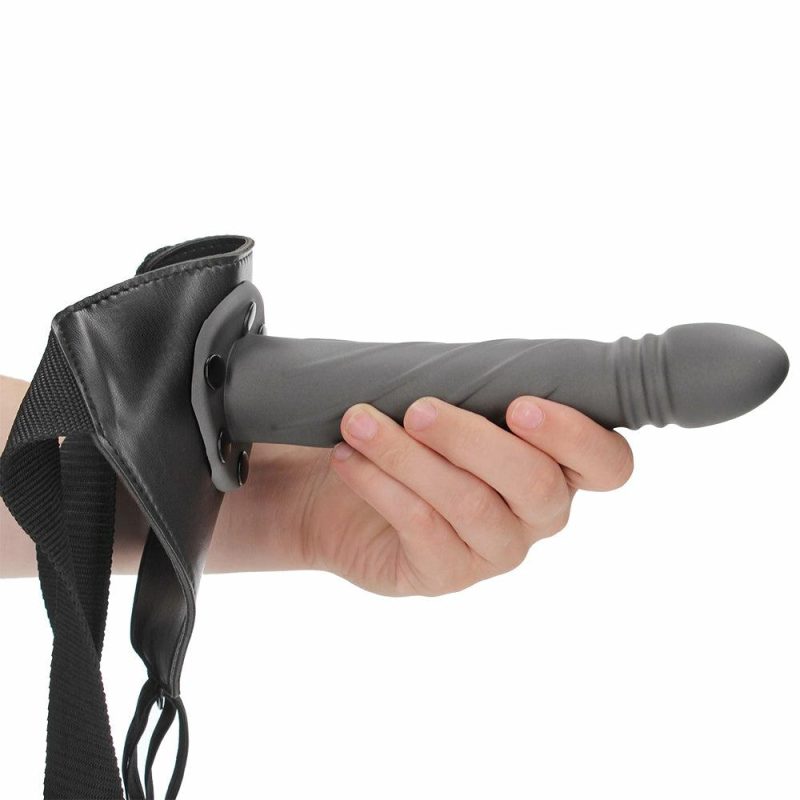 Dildos | Ouch! Twisted 8 Inch Hollow Strap-On In Gunmetal Dildos Dildos