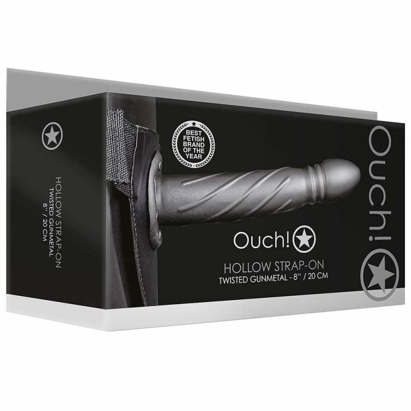 Dildos | Ouch! Twisted 8 Inch Hollow Strap-On In Gunmetal Dildos Dildos