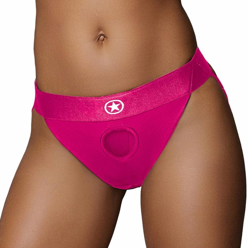 Dildos | Ouch! Vibrating Pink Open Back Panty Harness In M/L Dildos Dildos