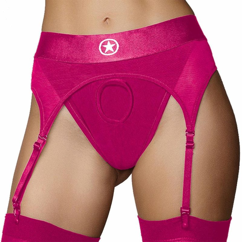 Dildos | Ouch! Vibrating Pink Strap-On Garter Thong In Xs/S Dildos Dildos