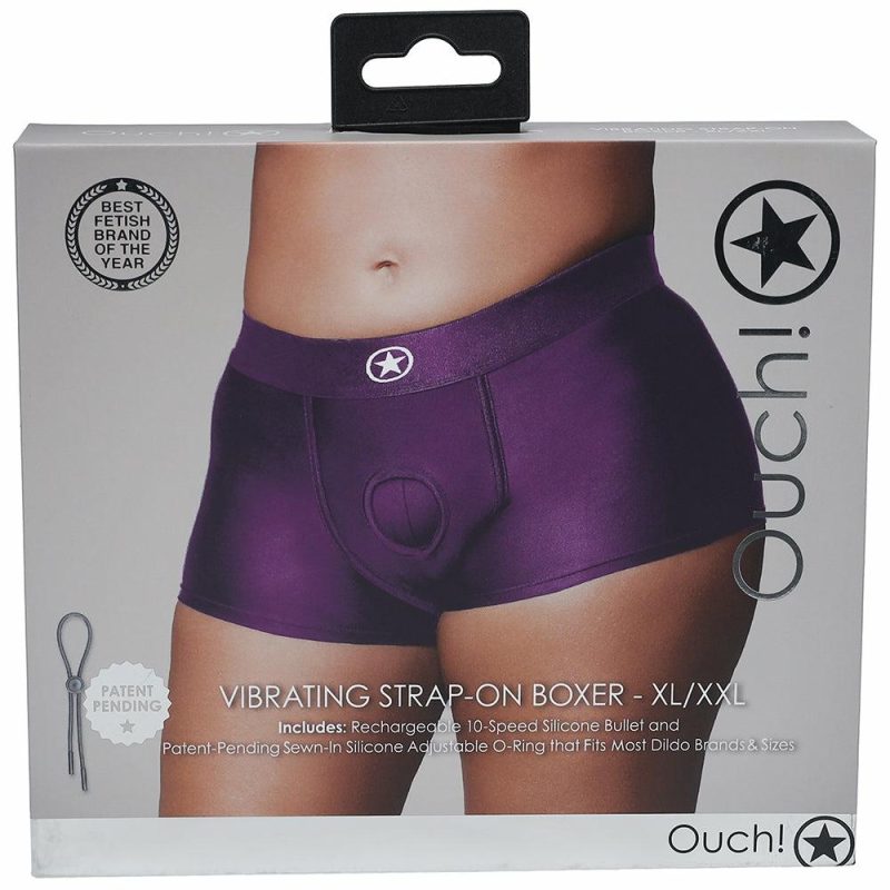 Dildos | Ouch! Vibrating Purple Strap-On Boxer In Xl/2Xl Dildos Dildos