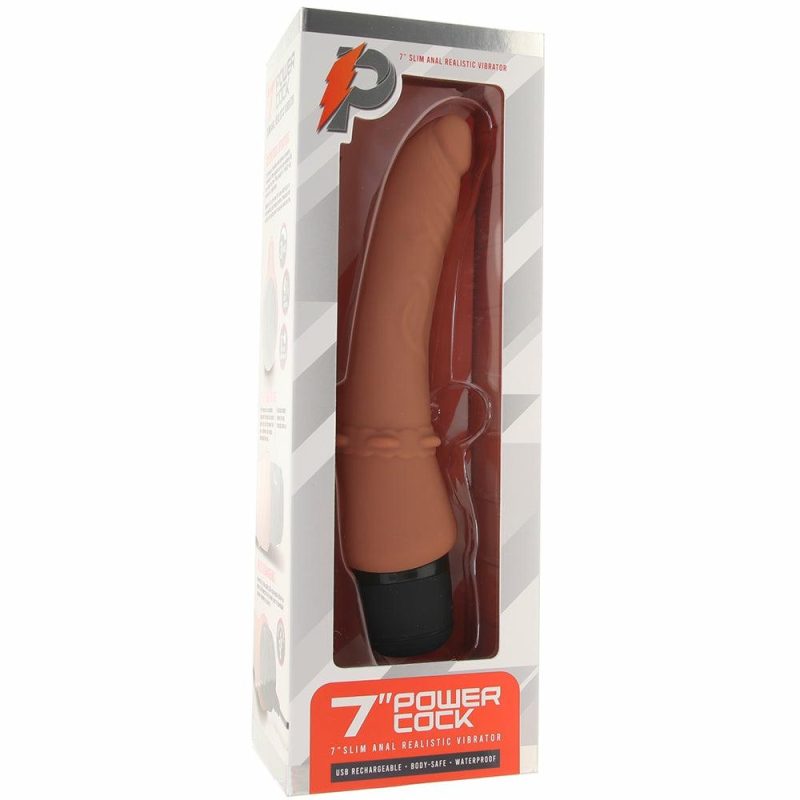 Dildos | Powercock 7 Inch Slim Realistic Vibe In Mocha Dildos Brown