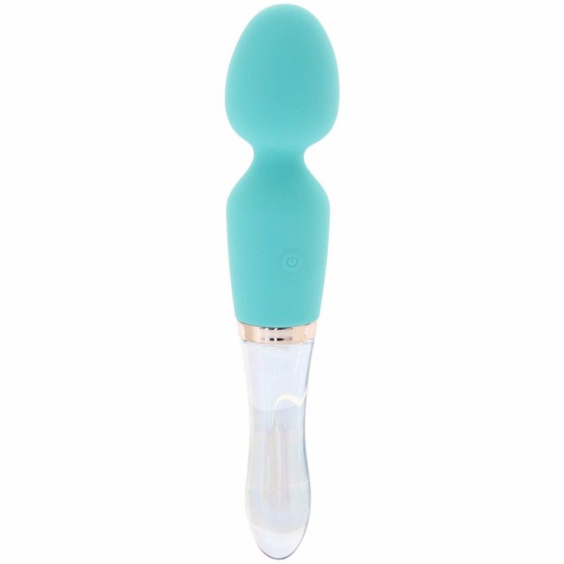 Dildos | Prisms Vibra-Glass 10X Turquoise Dual Wand Vibe Dildos Blue, Green, Teal