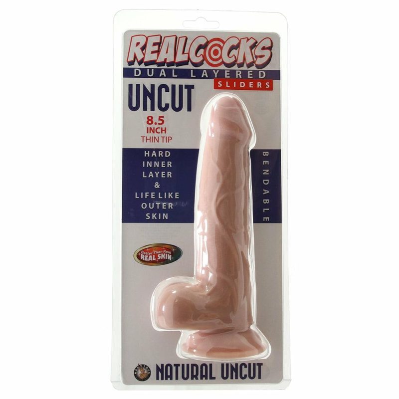 Dildos | Real Cocks Uncut Thin Tip 8.5 Inch Sliders Dildo In Vanilla Dildos Dildos