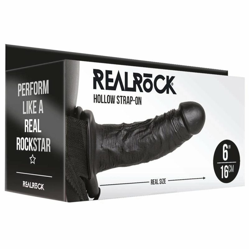 Dildos | Real Rock Hollow 6 Inch Strap-On In Black Dildos Dildos