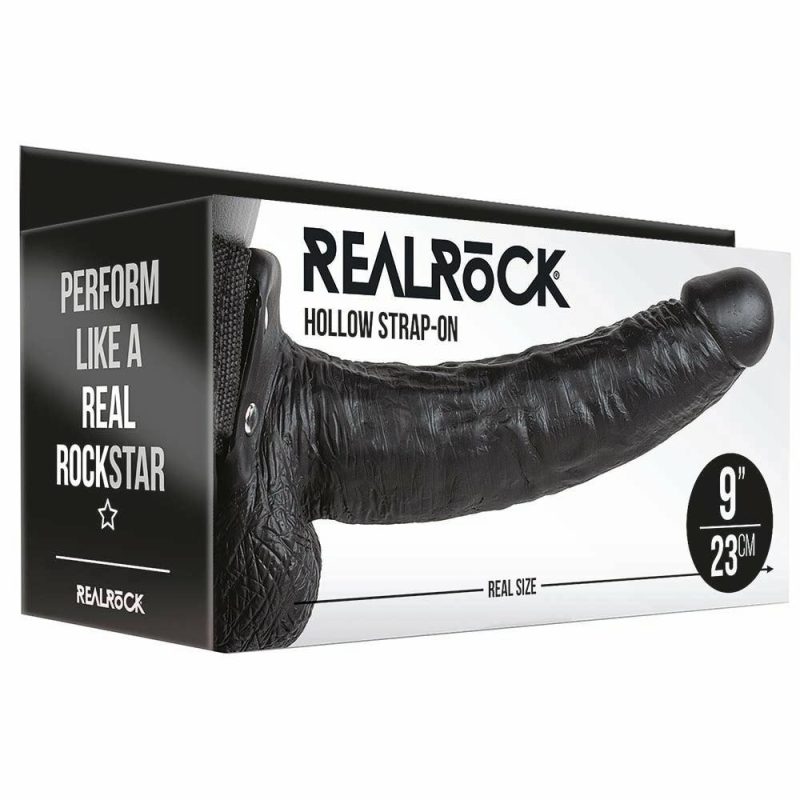 Dildos | Real Rock Hollow 9 Inch Ballsy Strap-On In Black Dildos Dildos