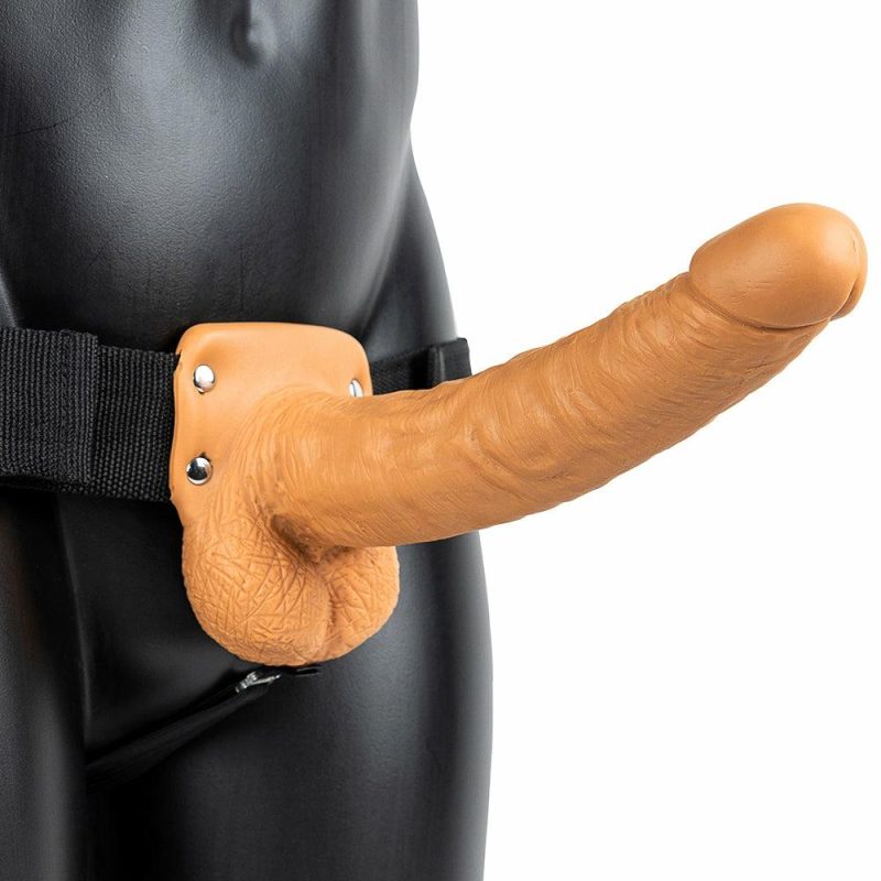 Dildos | Real Rock Hollow Vibrating 9 Inch Ballsy Strap-On In Tan Dildos Dildos