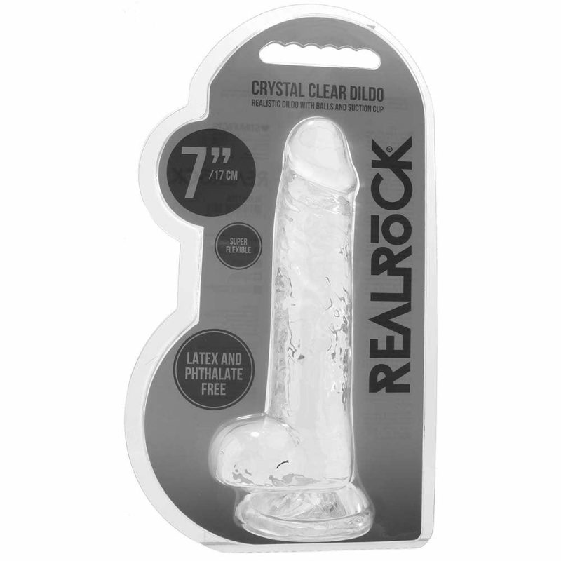 Dildos | Realrock 7 Inch Realistic Ballsy Dildo In Crystal Clear Dildos Dildos