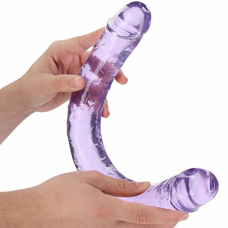 Dildos | Realrock Crystal Clear Jelly 18 Inch Double Dildo In Purple Dildos Dildos