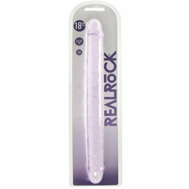 Dildos | Realrock Crystal Clear Jelly 18 Inch Double Dildo In Purple Dildos Dildos