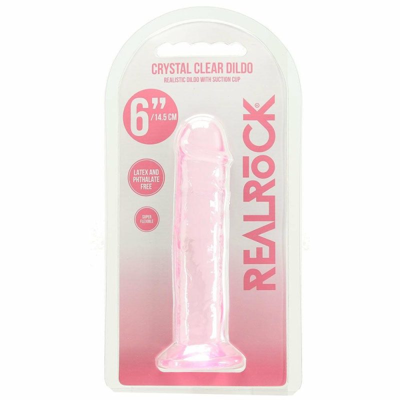 Dildos | Realrock Crystal Clear Jelly 6 Inch Dildo In Pink Dildos Dildos